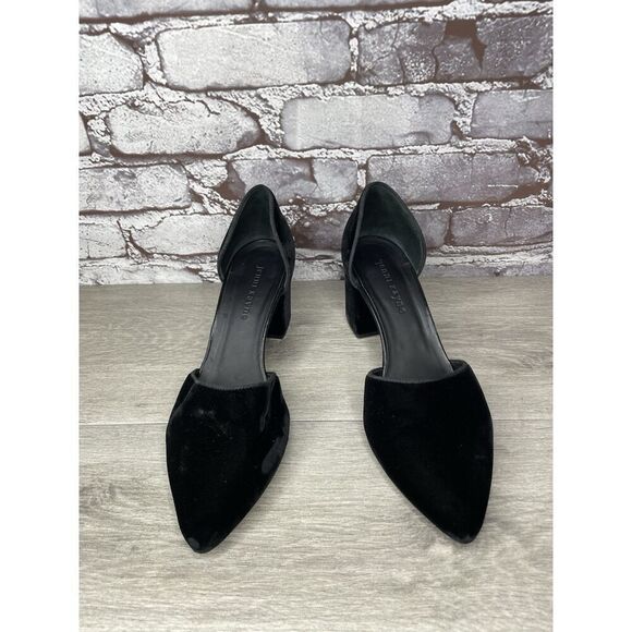 JENNI KAYNE Black Velvet D’ Orsay Block Heel Pointed Shoes Women Sz 39.5EU/9M US - Picture 7 of 16